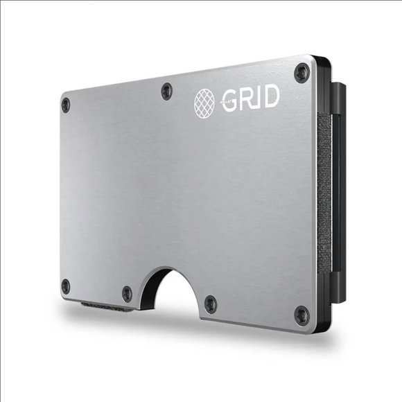 Grid Wallet // Silver Aluminum Minimalist RFID Blocker Slim Profile - Picture 2 of 4